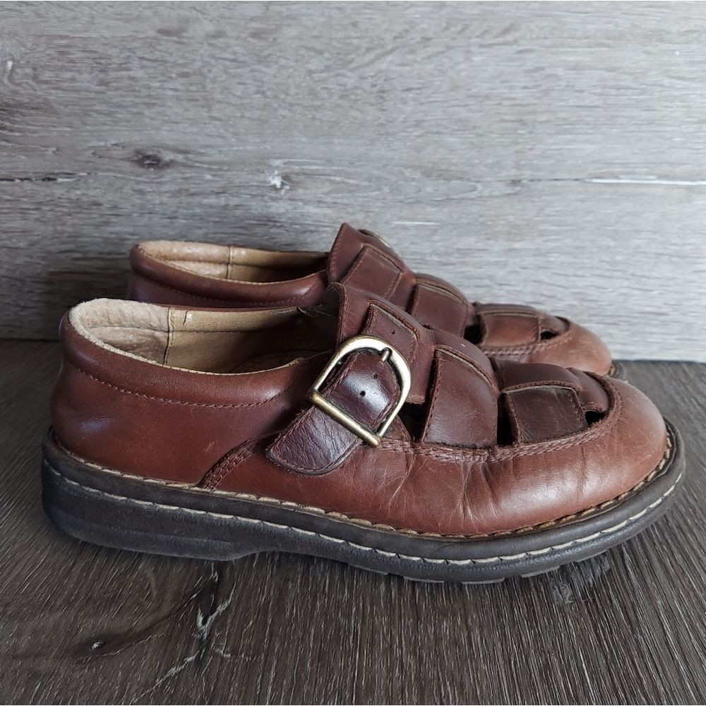 Vintage 90s Ellemenno Brown Leather Caged Sandals 6